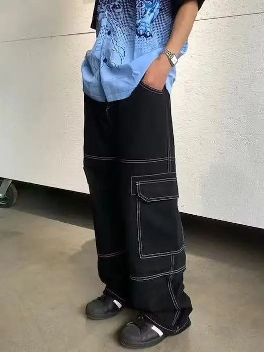 Japanese Brand Multi Pocket Loose Wide Leg Jeans Size US 32 / EU 48 - 4 Thumbnail