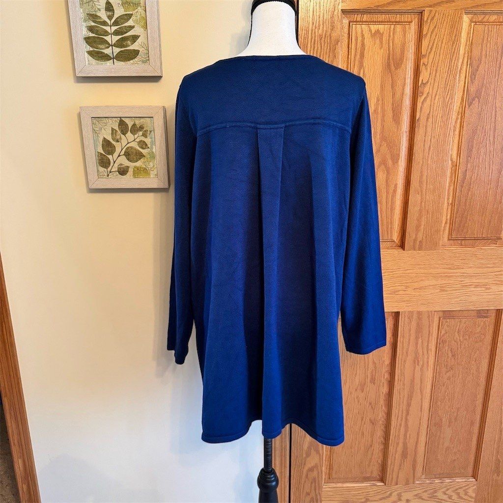 Elie Tahari Tahari Sweater Womens Plus 1X Cobalt Blue Scoop Neck Tunic Size XL / US 12-14 / IT 48-50 - 3 Thumbnail