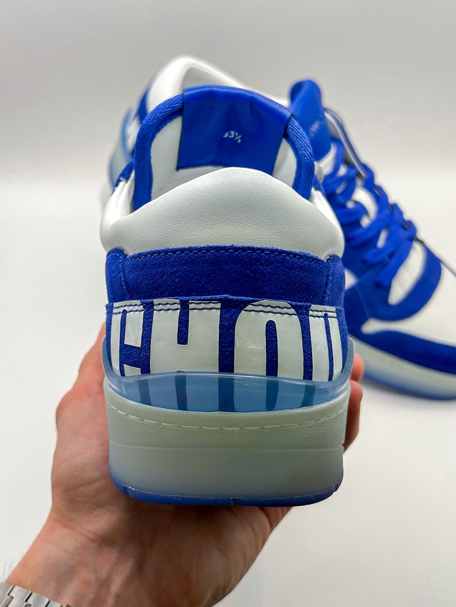 Jimmy Choo Jimmy Choo Blue Florent/M Ultraviolet White Leather Sneakers Size US 10.5 / EU 43-44 - 9 Thumbnail