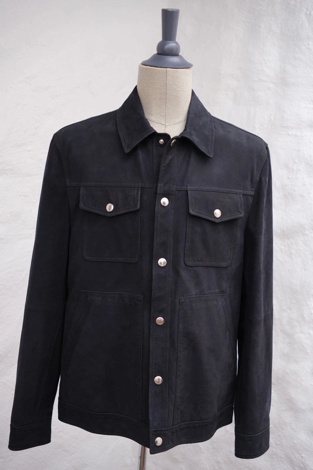 Brunello Cucinelli NEW Brunello Cucinelli Nabuck Leather Shirt Jacket Navy L Size US L / EU 52-54 / 3 - 1 Thumbnail