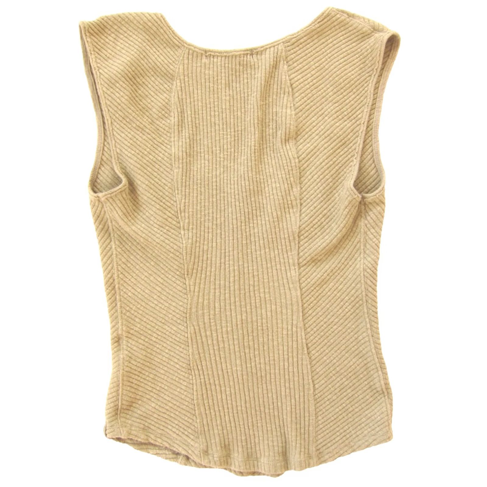 Free People Free People We The Free Brown Ribbed Stretch Cap Sleeve Top Shirt Women L Brown 70s Bohemian Retro Classic Stretch Cap Sleeve Shirt Women L Size L / US 10 / IT 46 - 2 Thumbnail