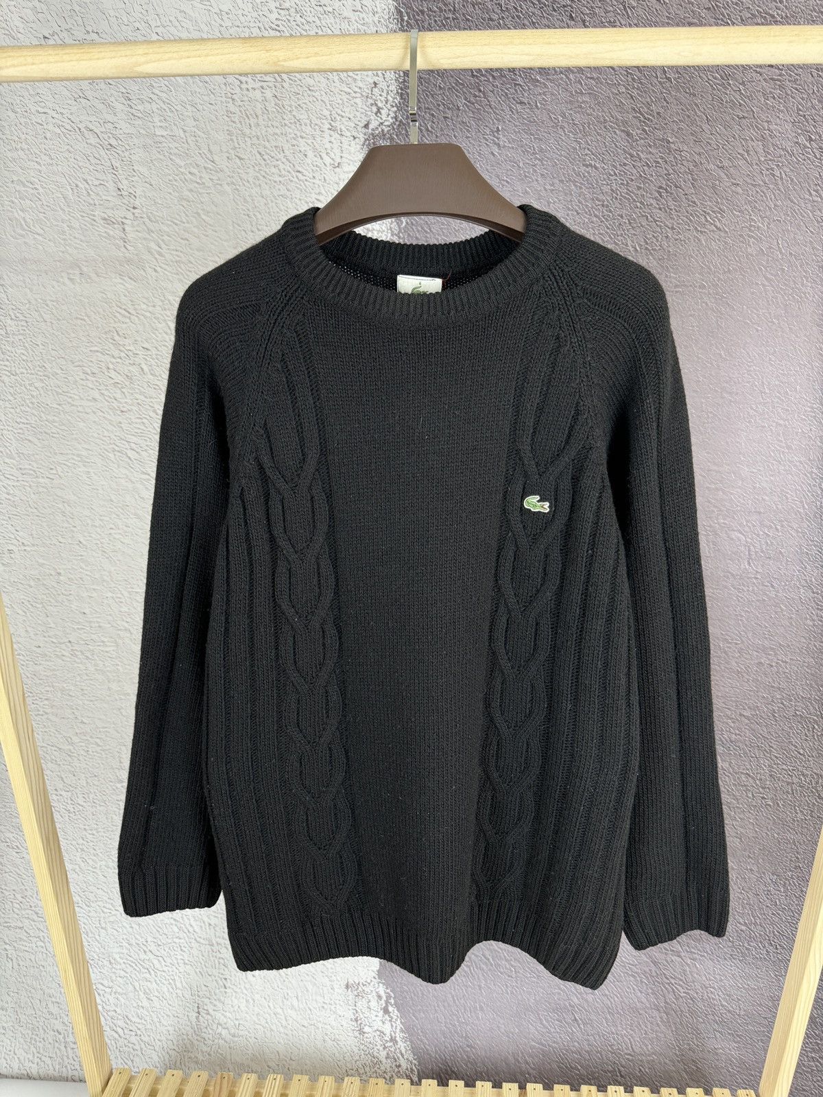 Lacoste Lacoste vintage 90s Black Wool cable knitted sweater Size US XL / EU 56 / 4 - 1 Thumbnail