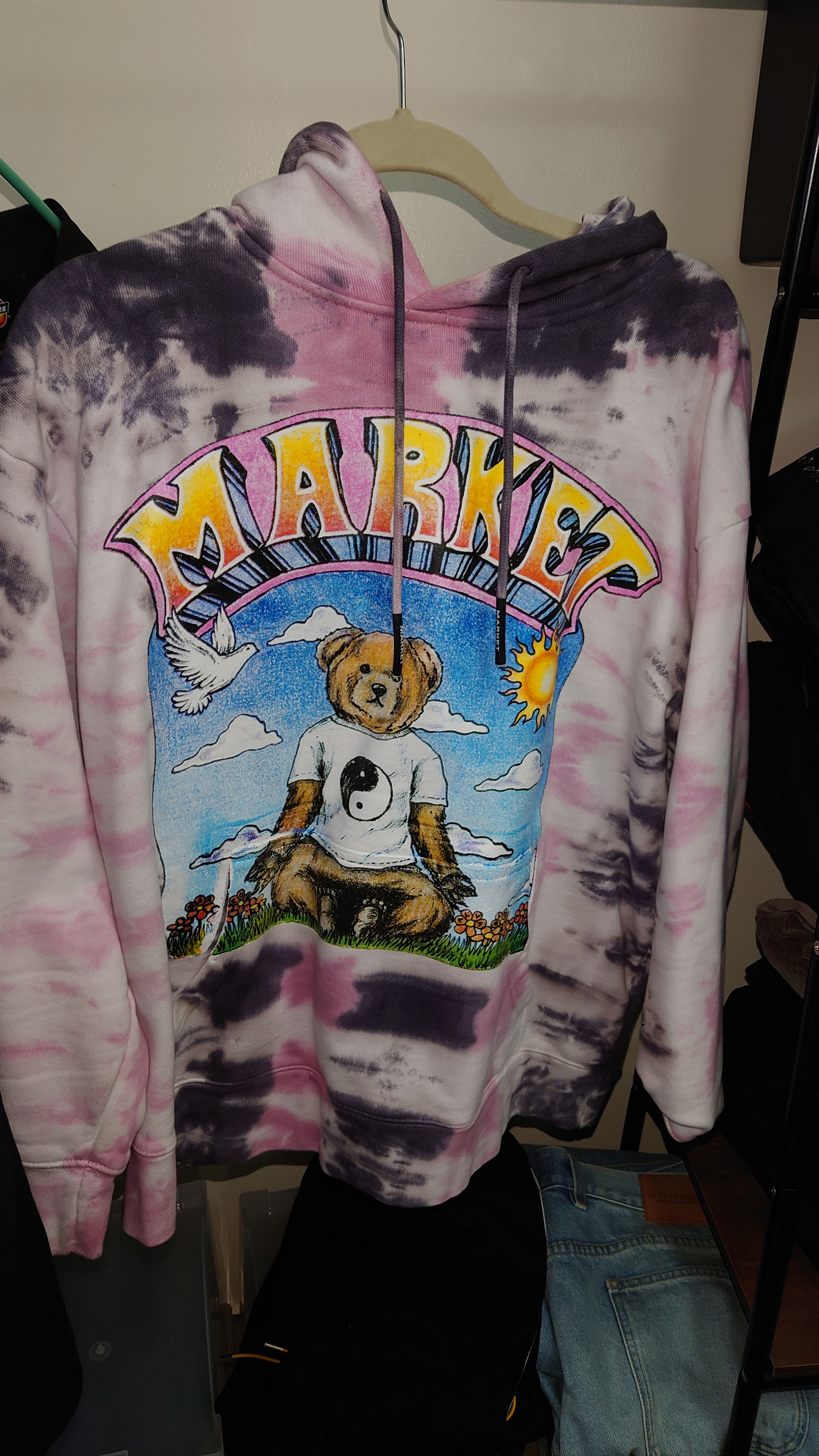 Market Market Namaste Bear Day and Night Tie Dye Hoodie