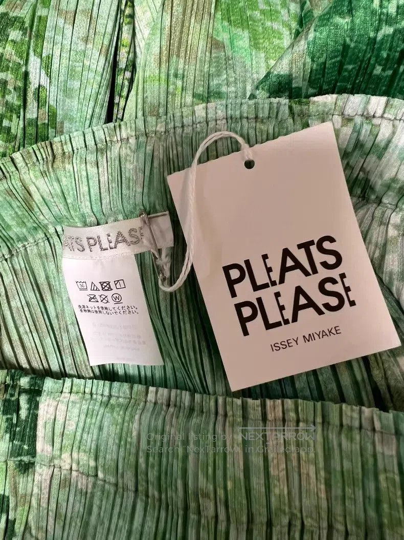 Issey Miyake Issey Miyake SIZE:3 Misty Forest Grass Green Midi Skirt Size 22" - 5 Thumbnail