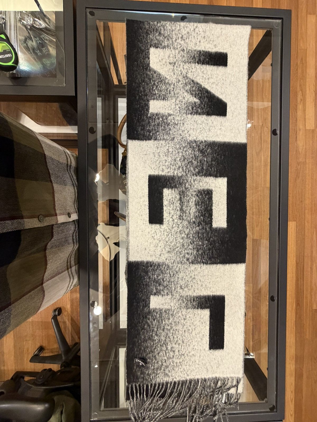Chanel Chanel 100% Cashmere Spell Out Scarf - Black/White Size ONE SIZE - 4 Thumbnail