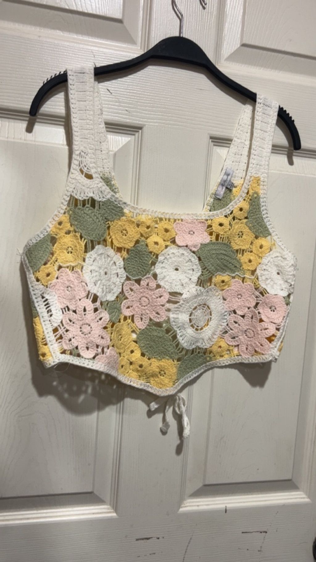 Other Women's Bleu La La Crochet Floral Crop Top L Yellow Green Size L / US 10 / IT 46 - 2 Thumbnail
