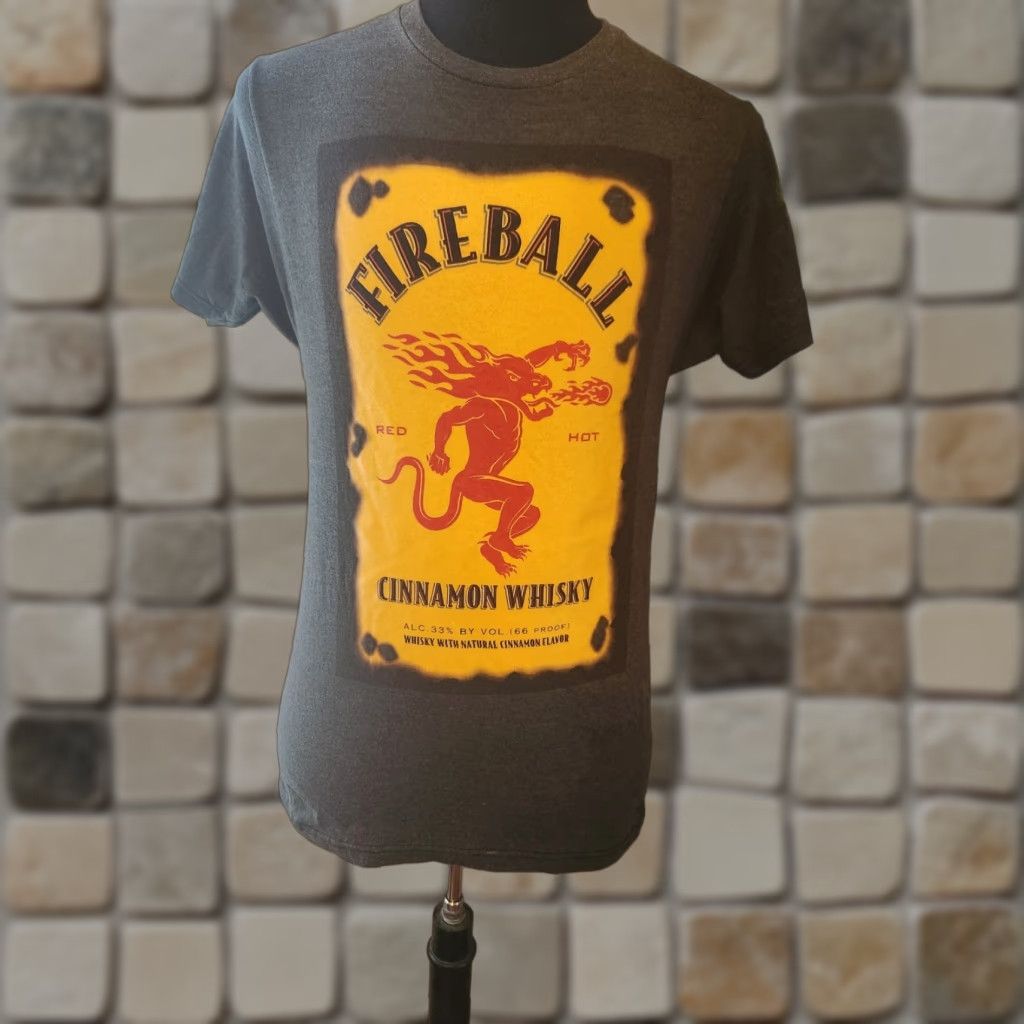 Logo 7 Fireball Whisky Men T-Shirt Gray Logo Graphic Crew Neck Short Sleeve M Adult Tee Size US M / EU 48-50 / 2 - 1 Thumbnail