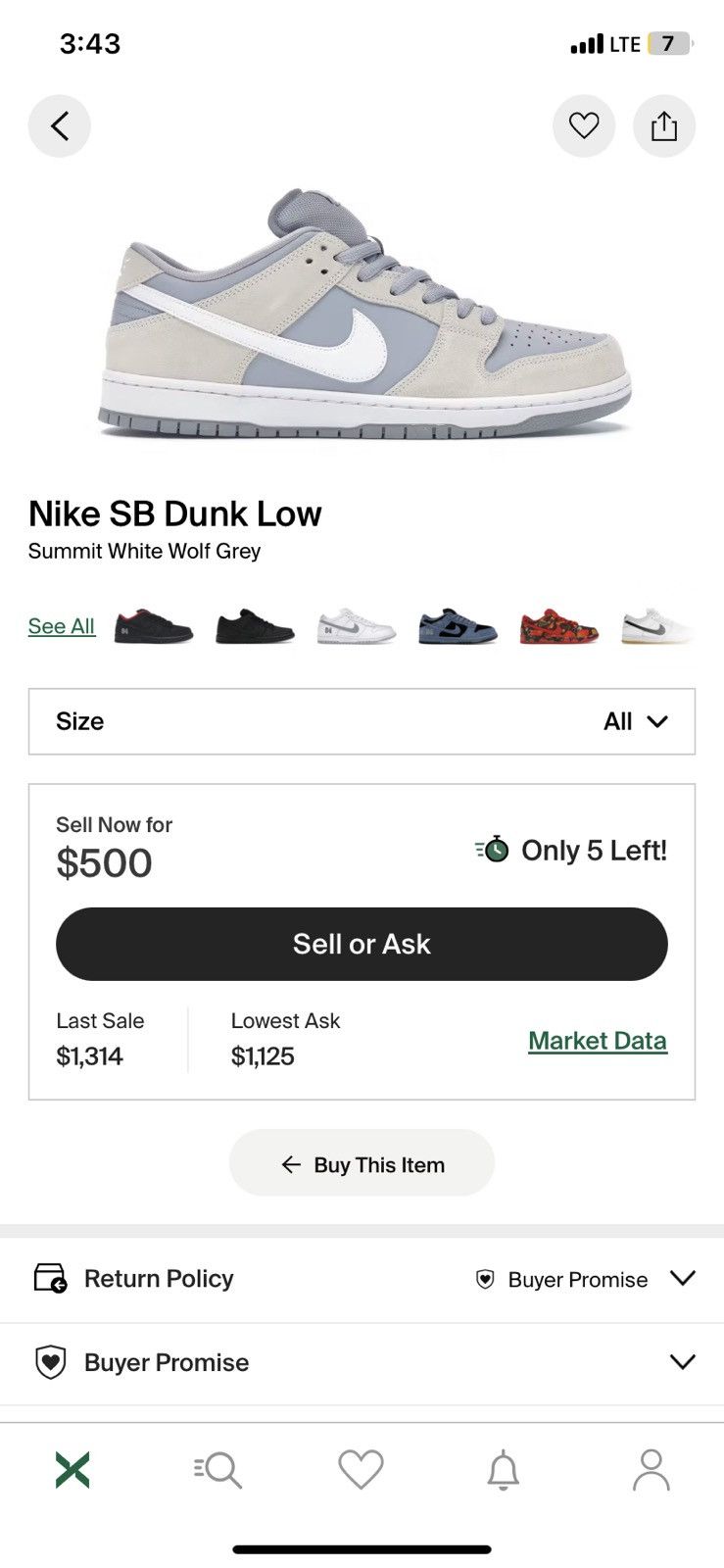 Nike SB Nike SB Dunk Low Summit White/Wolf Grey Size US 10 / EU 43 - 7 Thumbnail