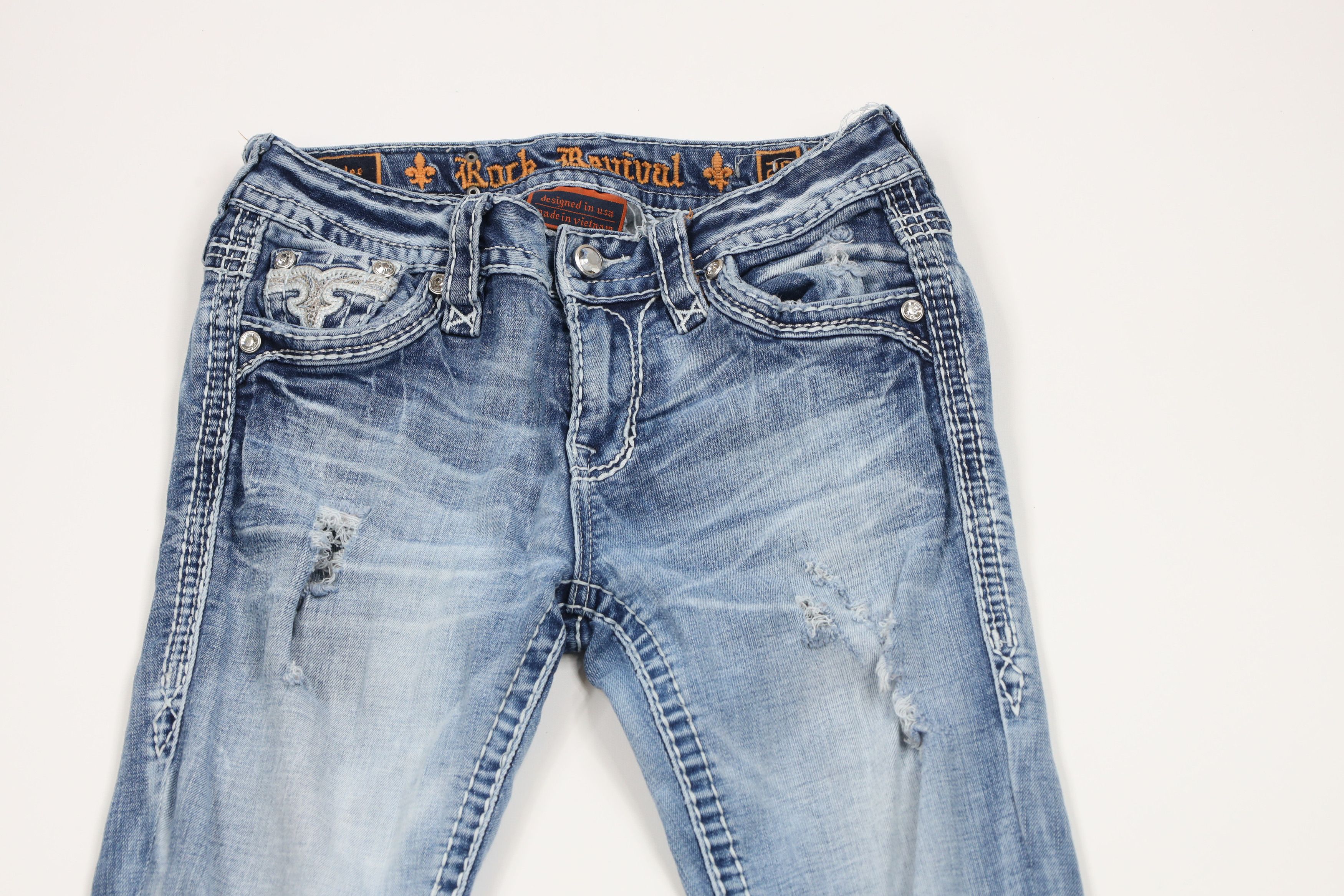 Rock Revival × Vintage Rock Revival Thick Stitch Sundee Mid Rise Boot Denim Jeans Size 26" / US 2 / IT 38 - 2 Thumbnail