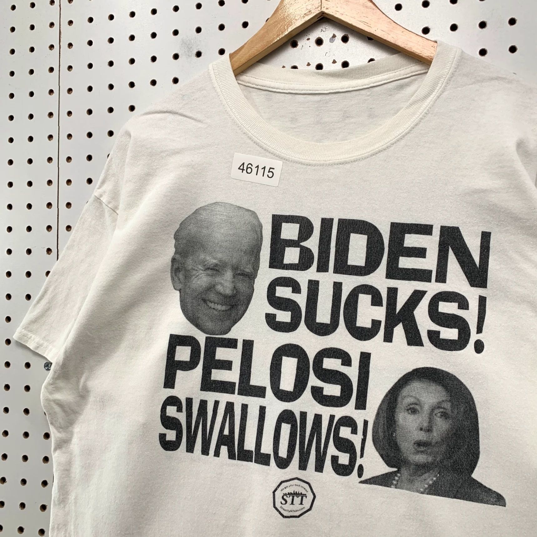 Vintage Street Talk Tees Funny Trump Biden Shirt Mens XL White Biden Sucks Pelosi Hilarious Politician T-Shirt White XL Mens Size US XL / EU 56 / 4 - 5 Thumbnail