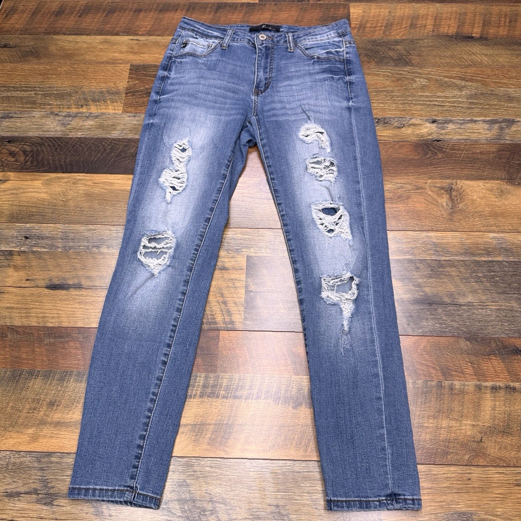 Vintage KanCan Jeans Skinny 28 Blue Mid Rise Distressed Stretch Denim 5-Pocket City Womens Regular Size 28in Inseam 27.5in Medium Wash Size 28" / US 6 / IT 42 - 2 Thumbnail