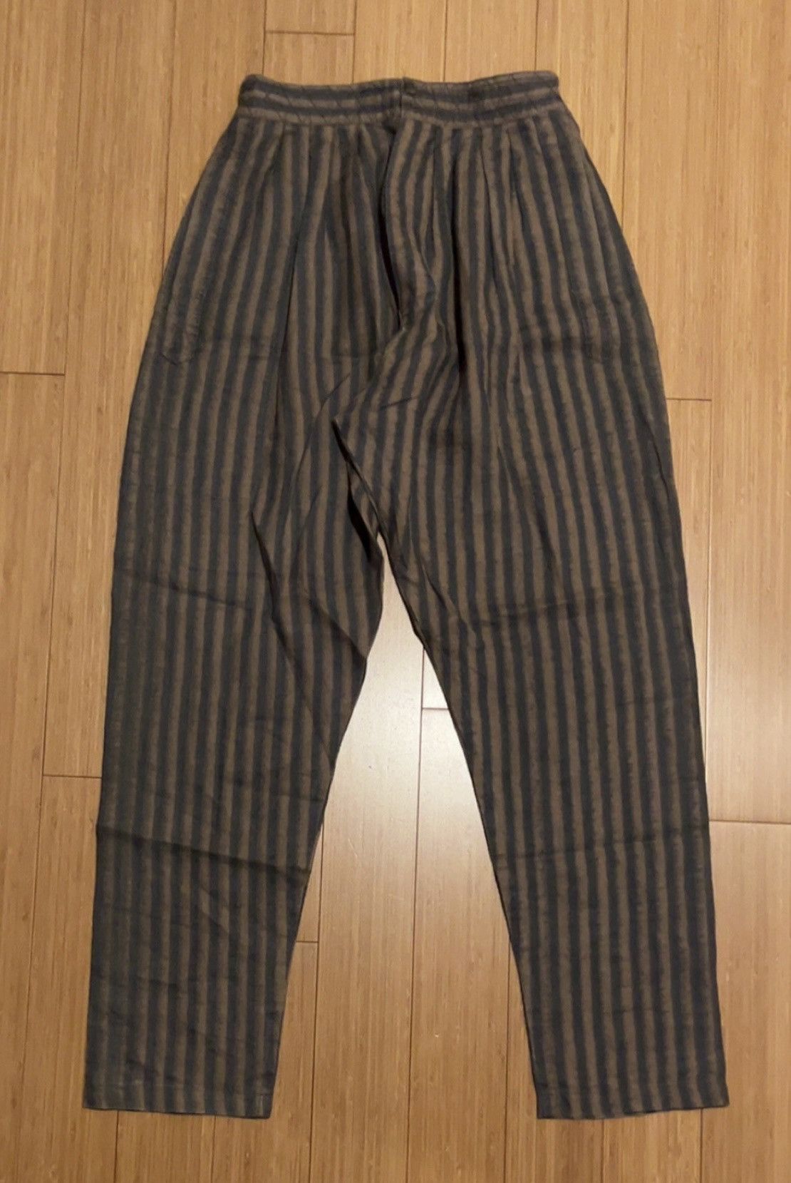 Giorgio Armani Loose Fitting Stripped Pants (Black & Acorn)