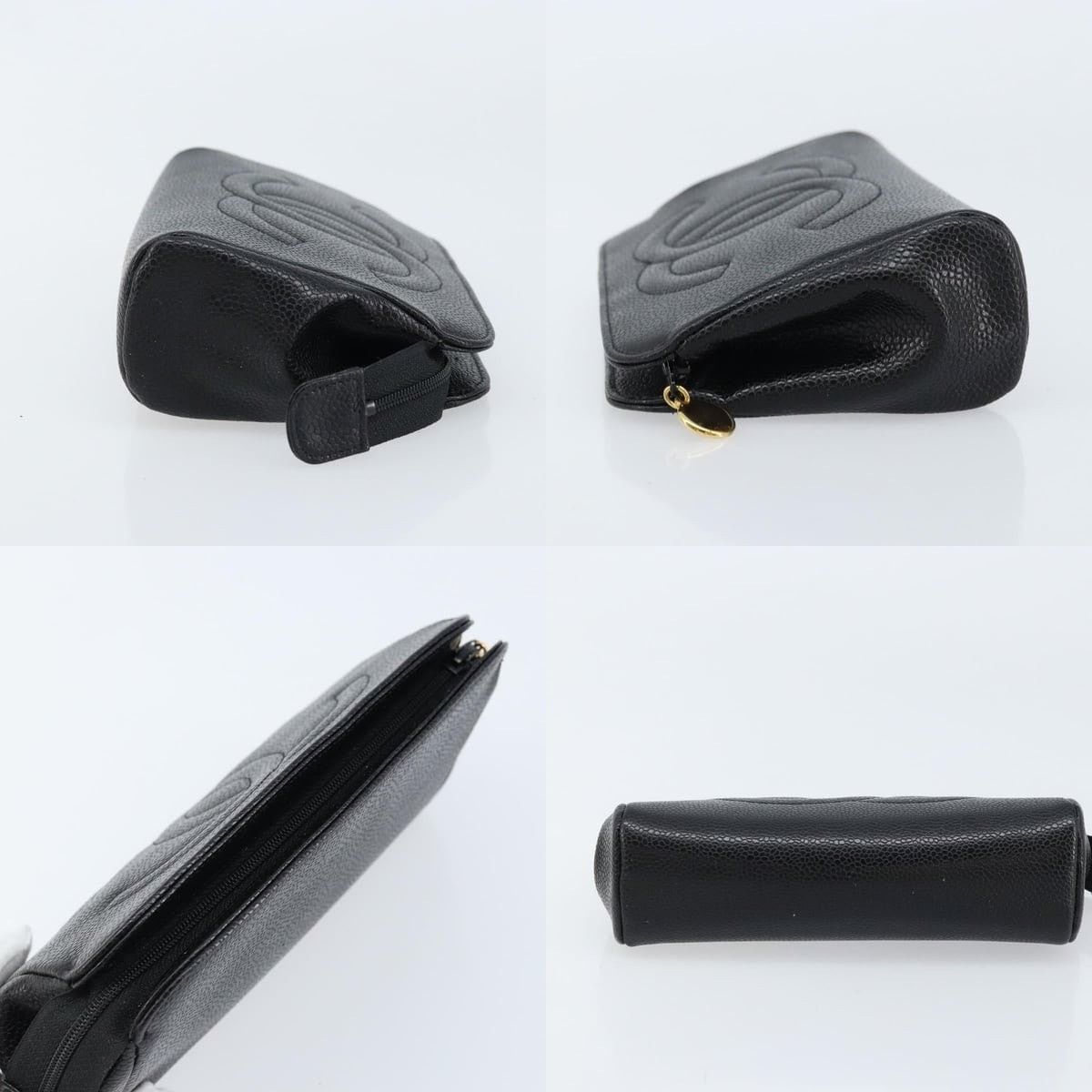 Chanel Chanel Pouch Caviar Skin Black Gold CC Size ONE SIZE - 3 Thumbnail