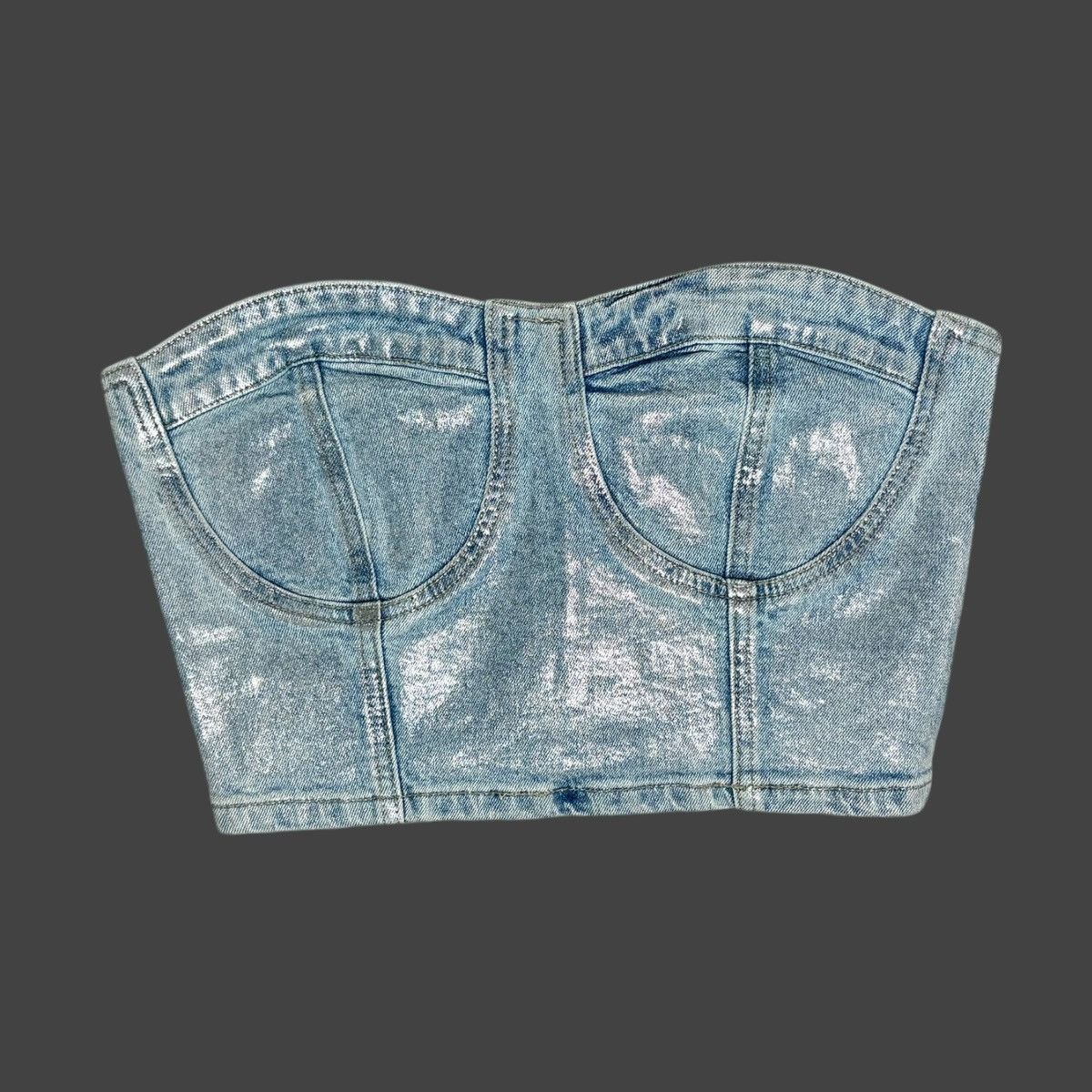 BLANKNYC Blank NYC Women’s Metallic Blue Denim Bustier Tube Top Sz S Size S / US 4 / IT 40 - 7 Thumbnail