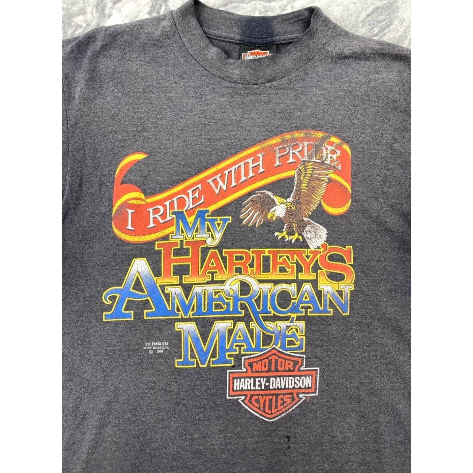 Harley Davidson VINTAGE Harley-Davidson I Ride With Pride T-Shirt Men L 1991 Black Size US L / EU 52-54 / 3 - 5 Thumbnail
