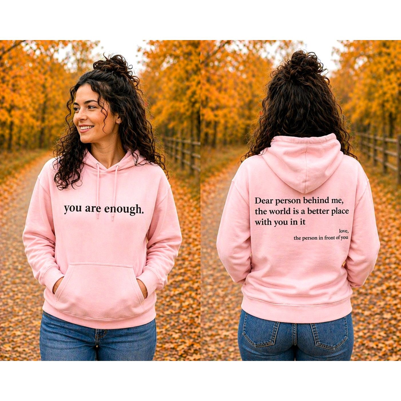 Other You Are Enough Sweatshirt Message on Back Pink Size XL (12) Size XL / US 12-14 / IT 48-50 - 1 Thumbnail