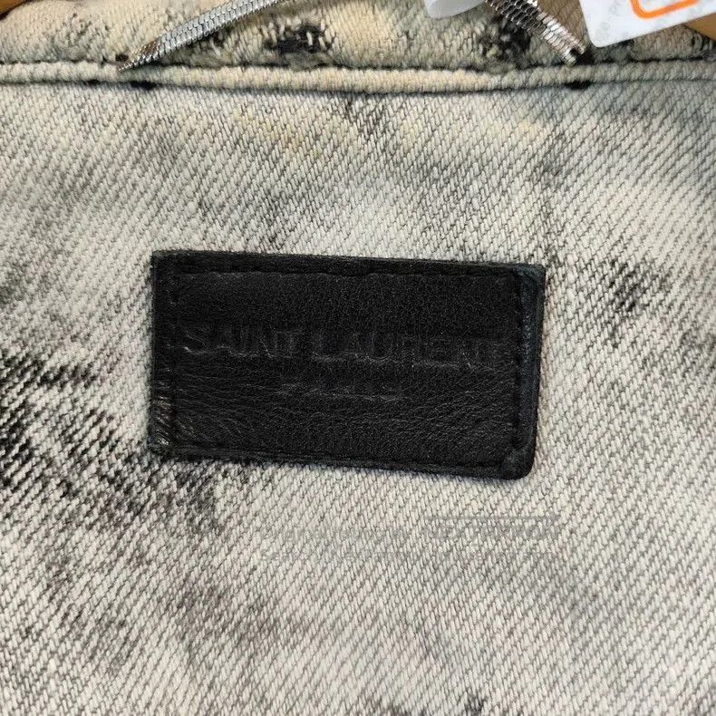 Saint Laurent Paris SLP Distressed Denim Jacket White Black. Size US XS / EU 42 / 0 - 3 Thumbnail