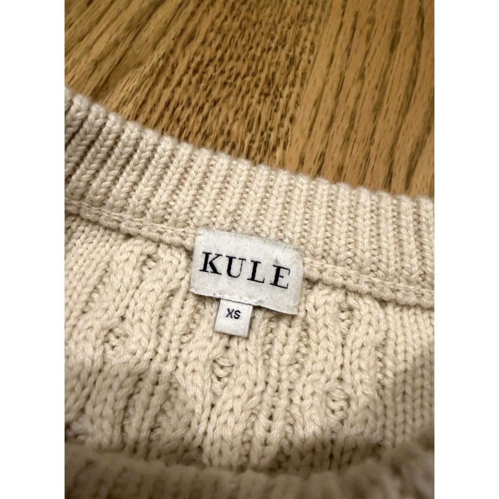 KULE Anthropologie Kule Verne Cable-Knit Sweater Women’s XS Wool Blend Cream Size XS / US 0-2 / IT 36-38 - 6 Thumbnail