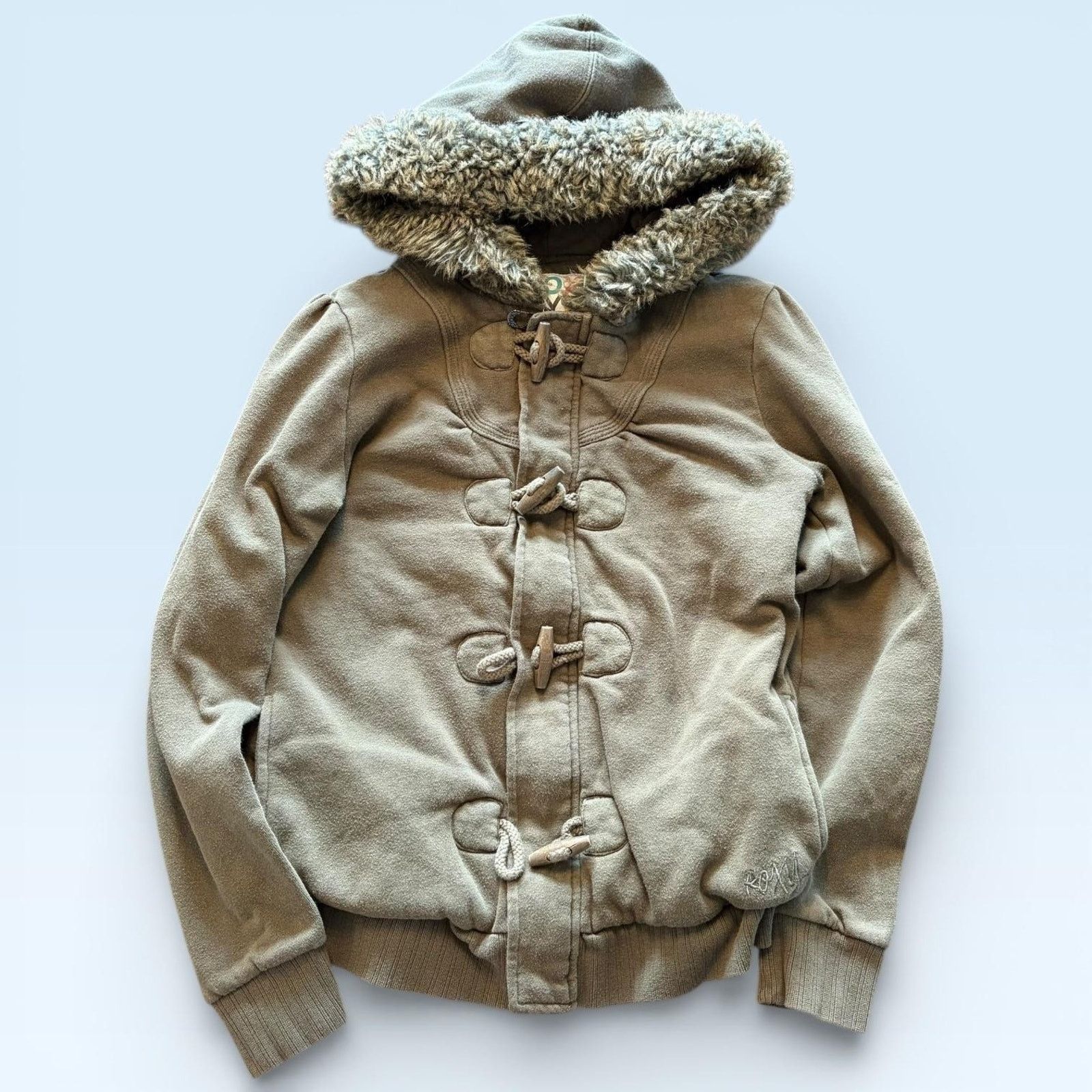 Vintage Roxy Jacket Womens Small Brown Faux Fur Hooded Toggle Size S / US 4 / IT 40 - 1 Thumbnail