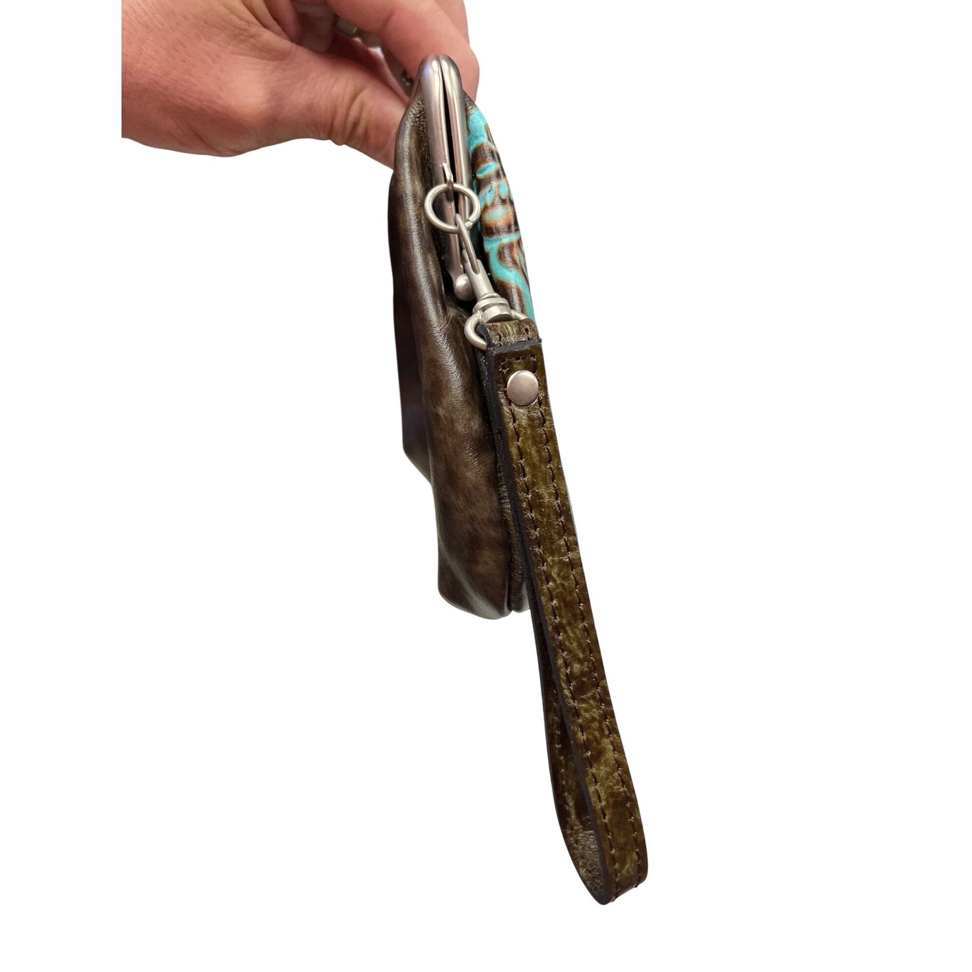 Patricia Nash Patricia Nash wms Savena turquoise black leather kisslock wr Size ONE SIZE - 9 Thumbnail