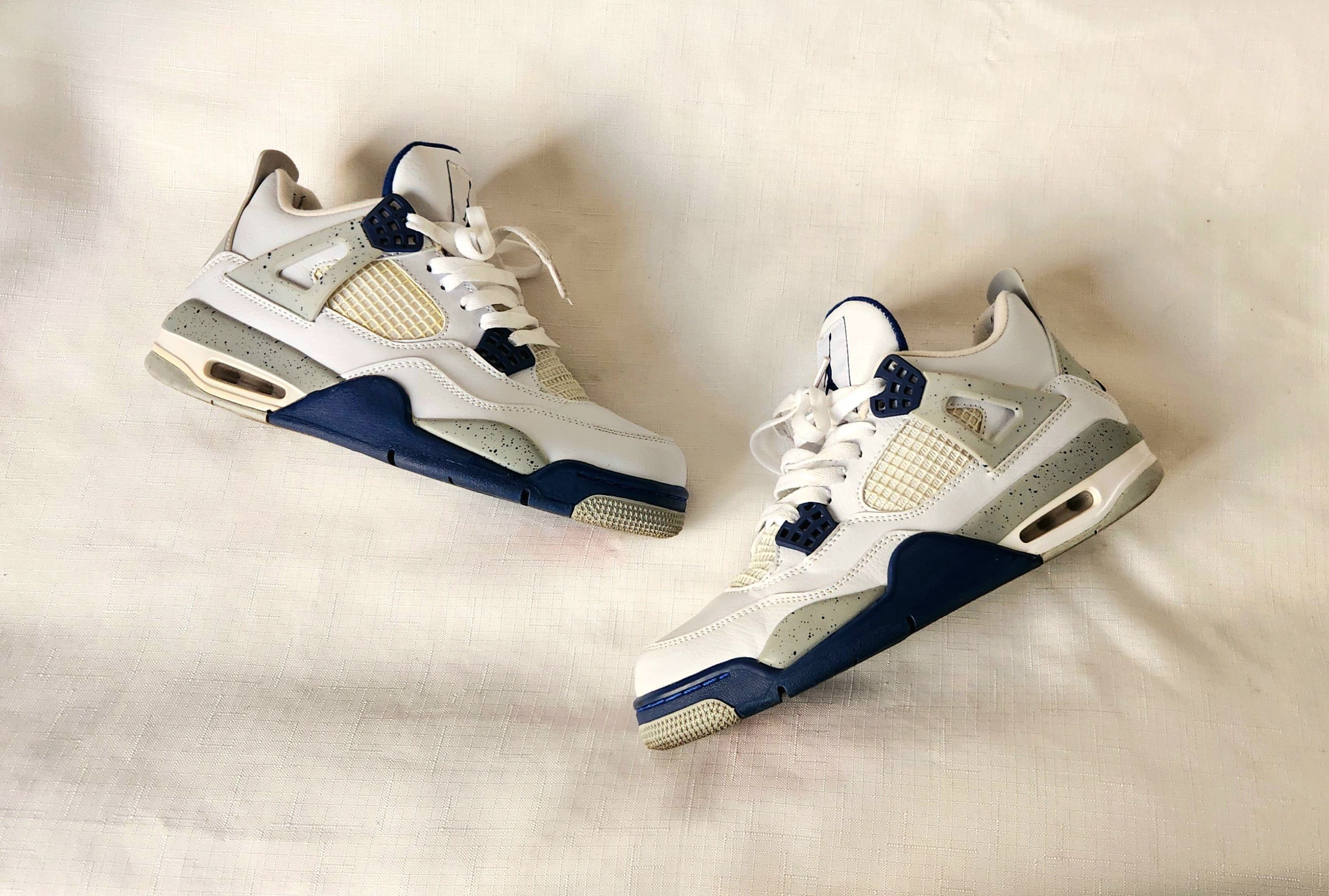 Jordan Brand × Nike Nike Air Jordan 4 Retro 8 White Midnight Navy Grey DH6927140 Size US 8 / EU 41 - 2 Thumbnail