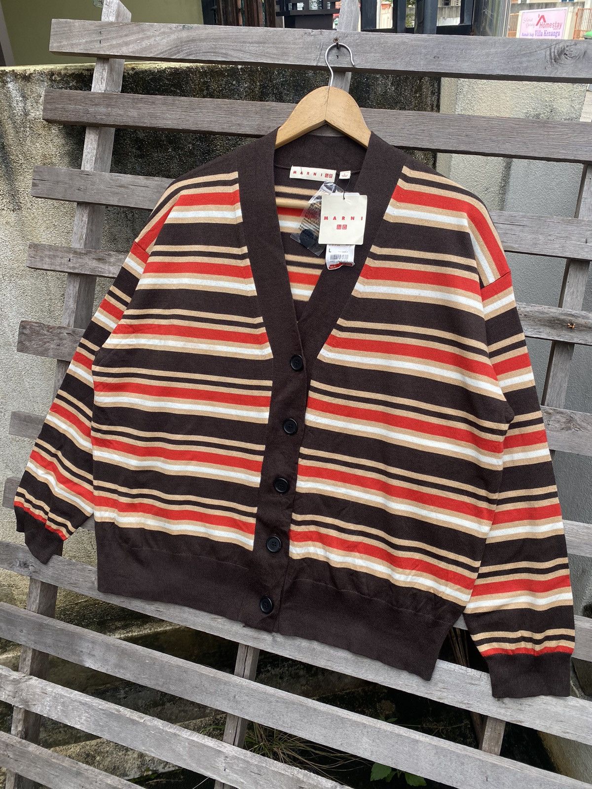Marni × Uniqlo Uniqlo x Marni Blend Striped Sweater Cardigan Size US L / EU 52-54 / 3 - 4 Thumbnail