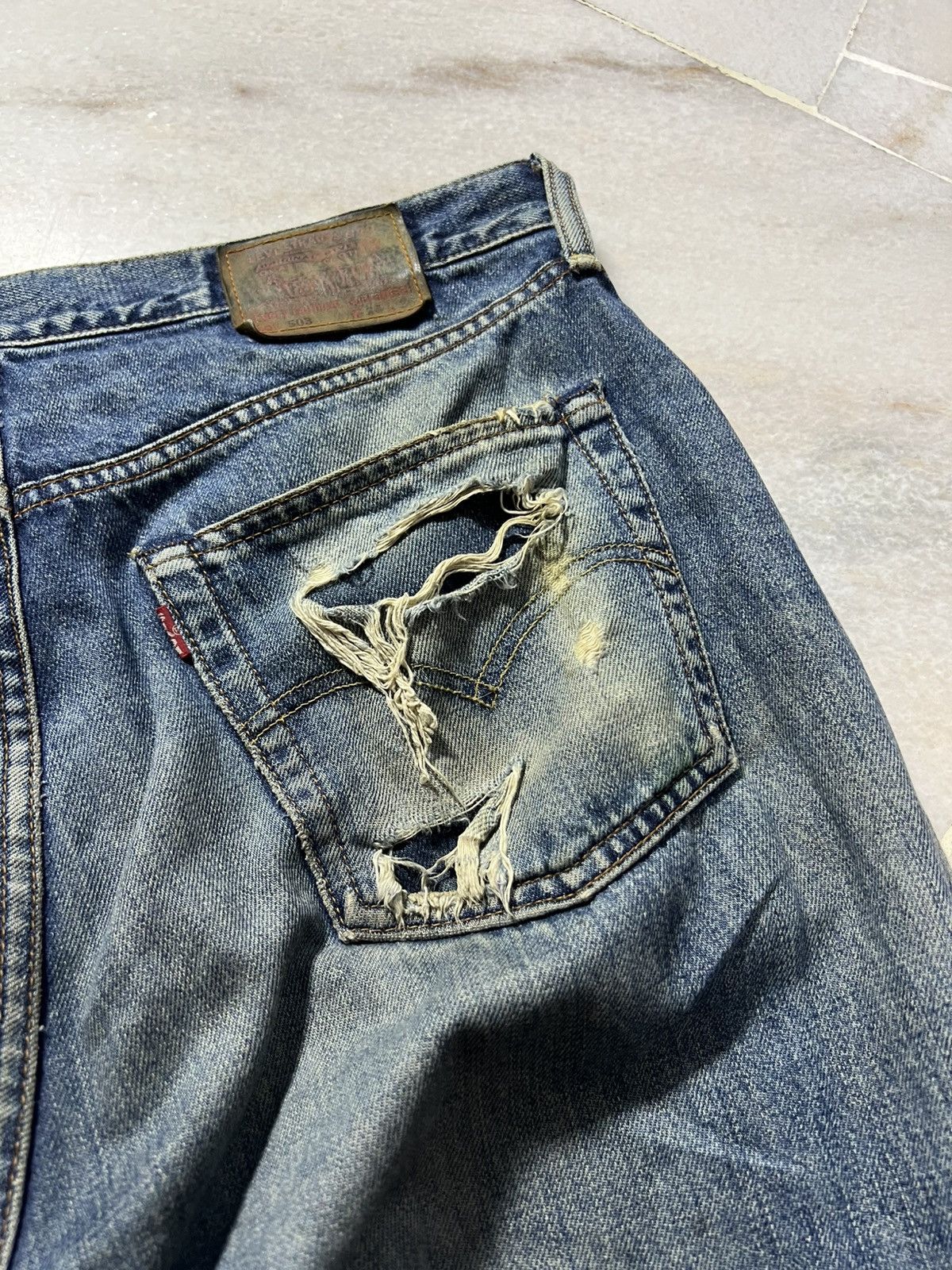 Levi's 💥90’s Baggy💥Vintage Levis 503 Distress Mud Wash Baggy Jeans Size US 33 - 19 Thumbnail