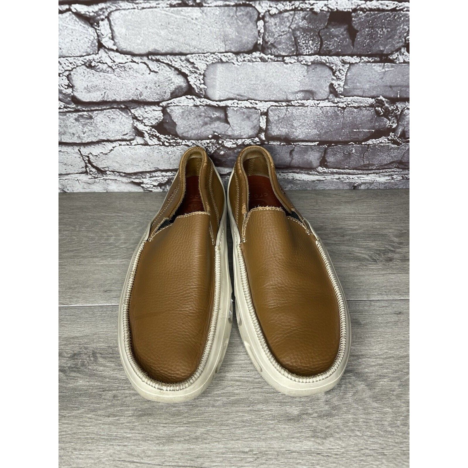Crocs Crocs Brown Leather Vented Soles Cushioned Outdoor Loafers M Size US 12 / EU 45 - 2 Thumbnail