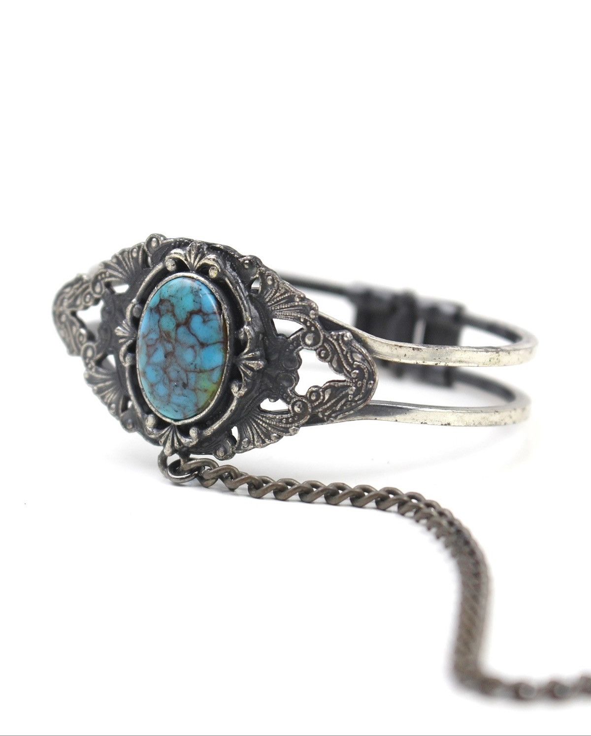 Vintage 2000S JAPANESE MADE BOHO TURQUOISE HAND CUFF & RING Size ONE SIZE - 6 Thumbnail
