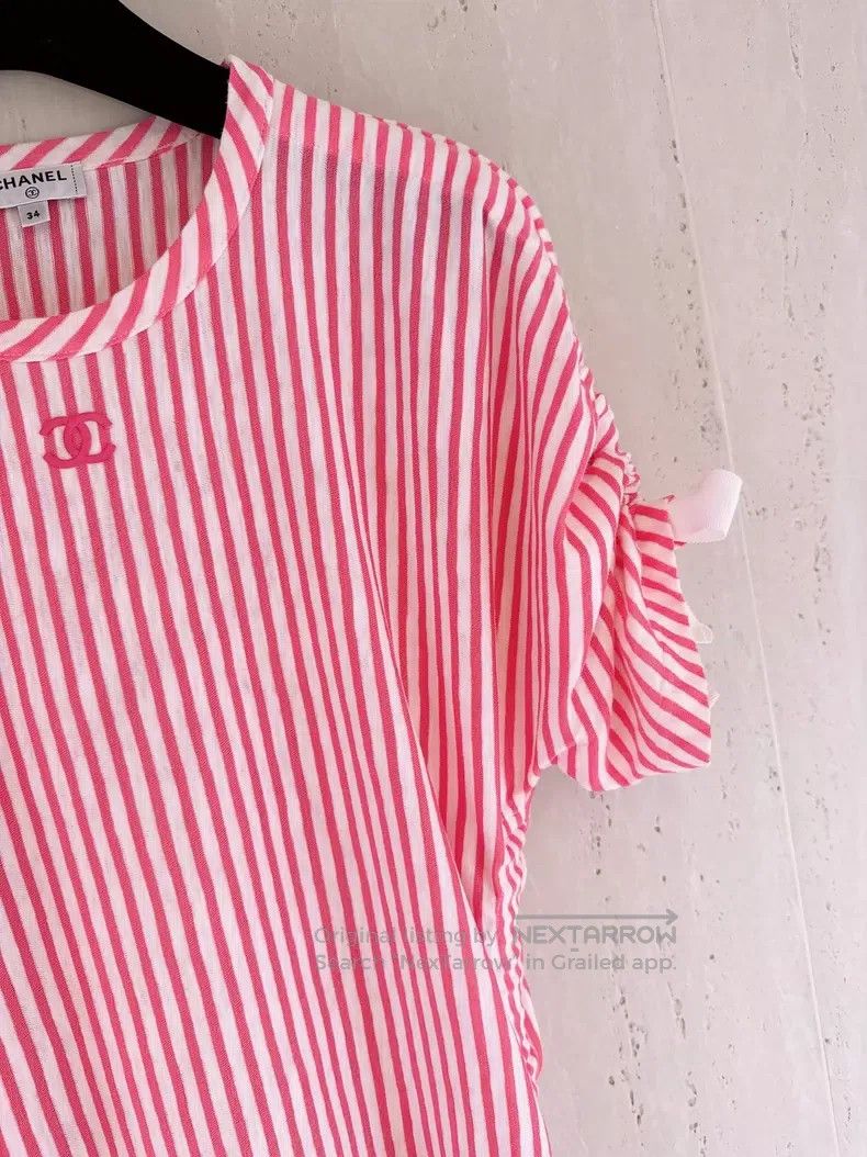 Chanel Chanel 19C Cruise Series Pink and White Striped Drawstring Size XXS / US 00 / IT 34 - 3 Thumbnail