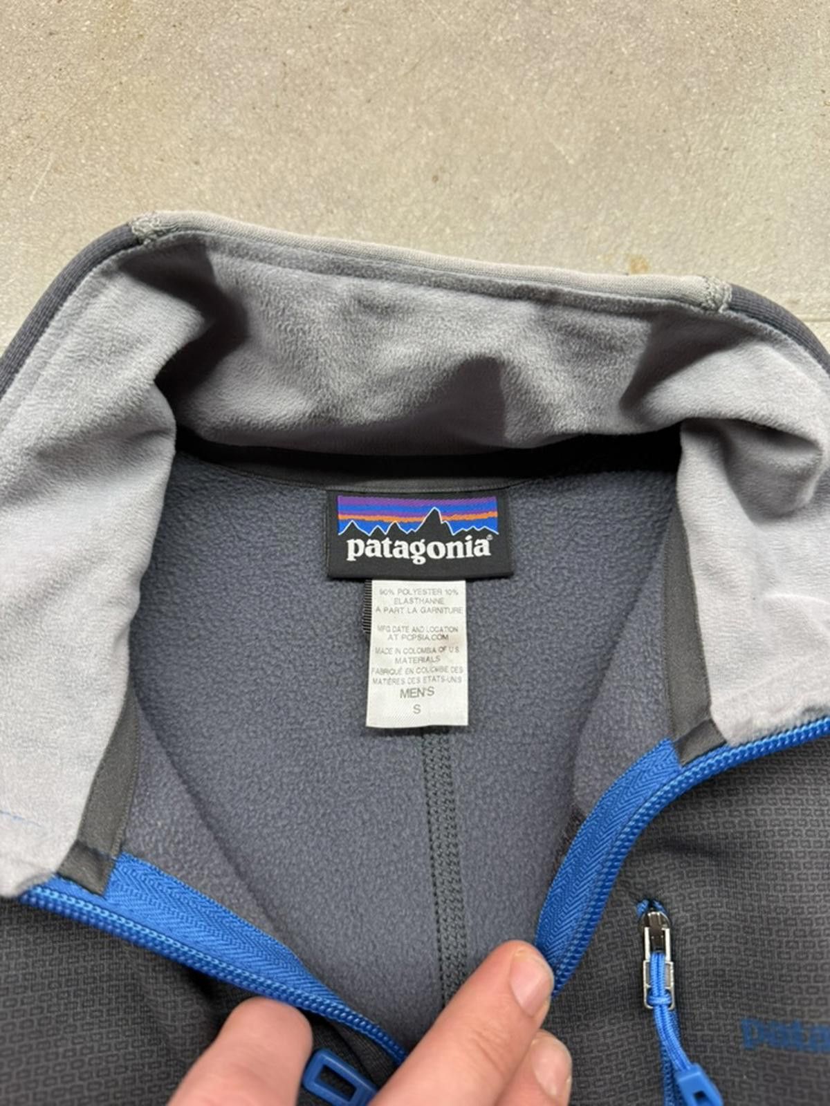 Patagonia Mens Small Piton Hybrid Vest Gray/Blue Softshell