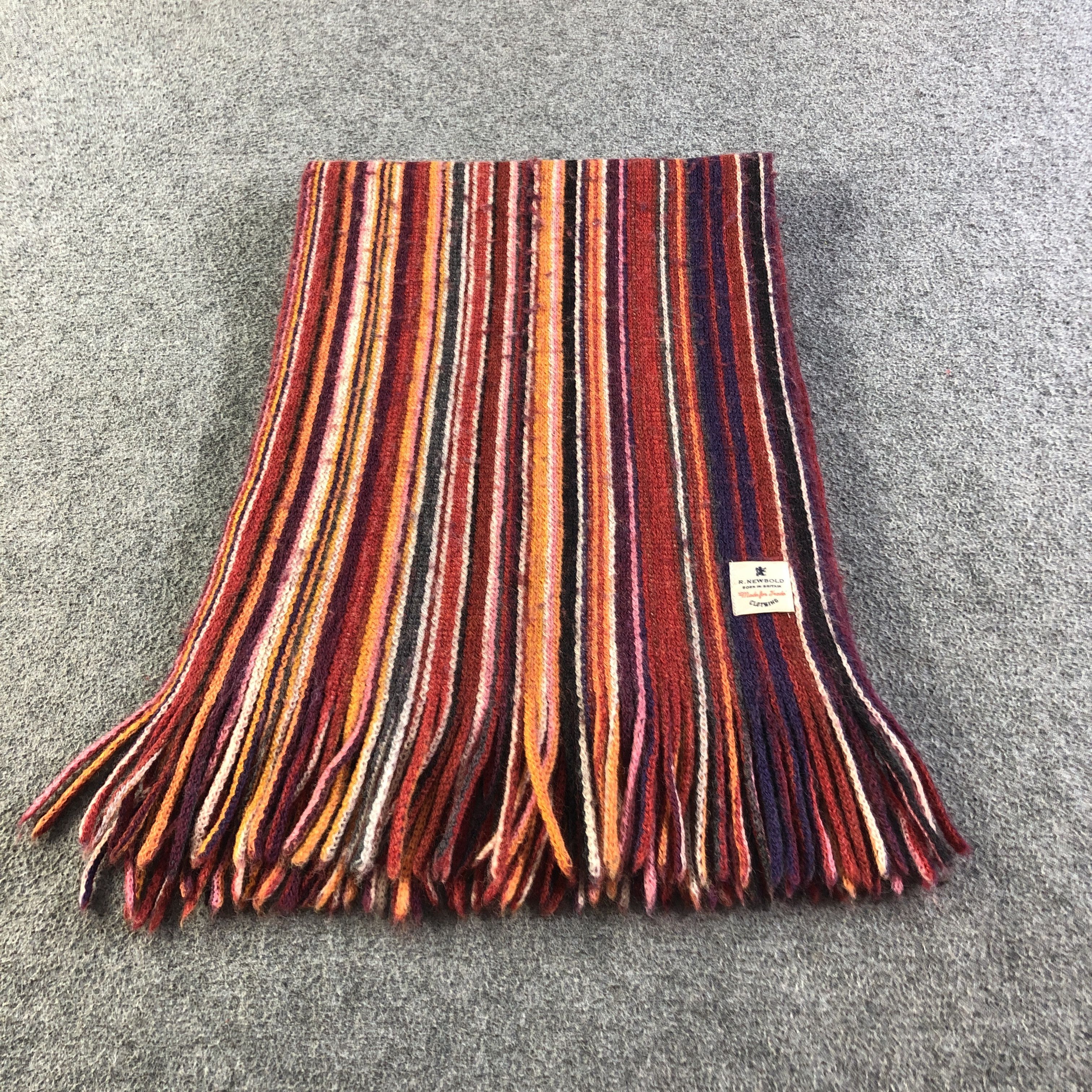 R.Newbold R.Newbold Striped Wool Scarf Muffler Neckwear V2791 Size ONE SIZE - 3 Thumbnail