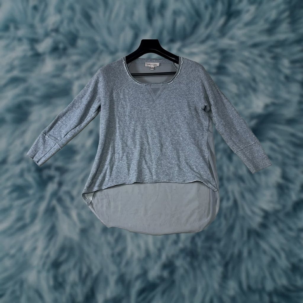 Vintage Philosophy Womens Gray Knit Sweater Pullover V-Neck 3/4 Sleeve Size Medium Size M / US 6-8 / IT 42-44 - 1 Thumbnail