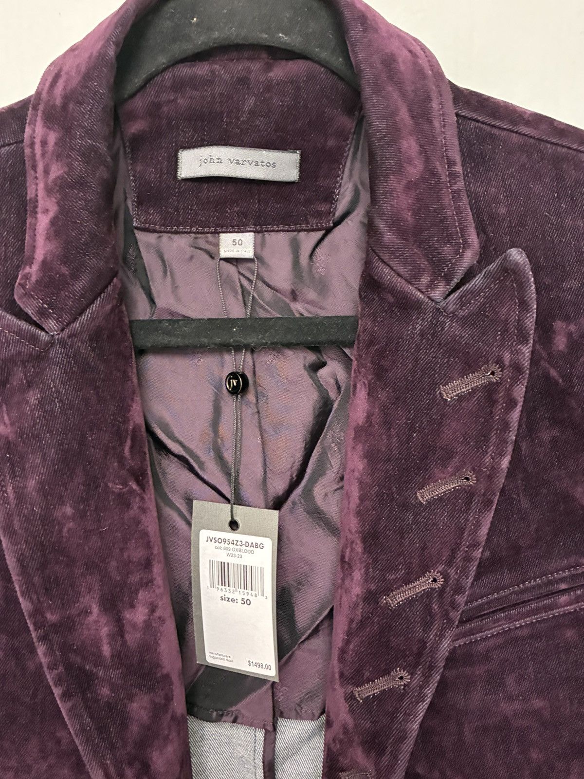 John Varvatos Woodward flocked velvet jacket EU 50 USA 40 Size US M / EU 48-50 / 2 - 7 Thumbnail