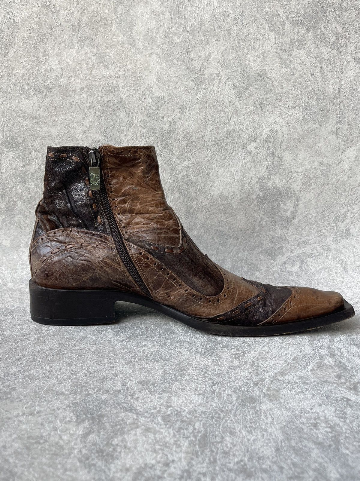 Jo Ghost GHOST Italy Distressed Leather Square Toe Boots Archive Y2K Size US 8 / EU 41 - 14 Thumbnail