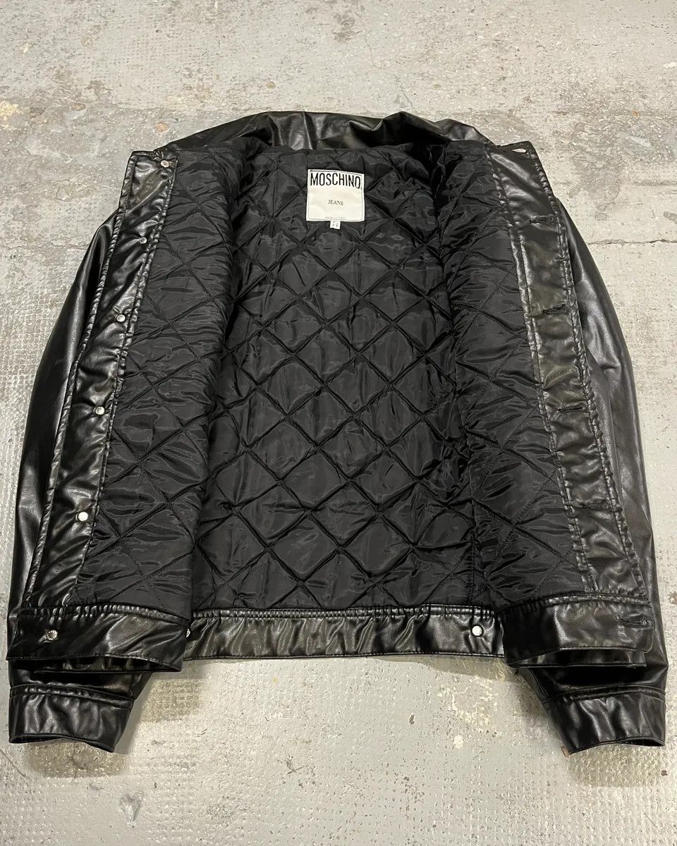 Moschino 1990s Moschino Black Trucker Eco Leather Jacket Size US S / EU 44-46 / 1 - 8 Thumbnail