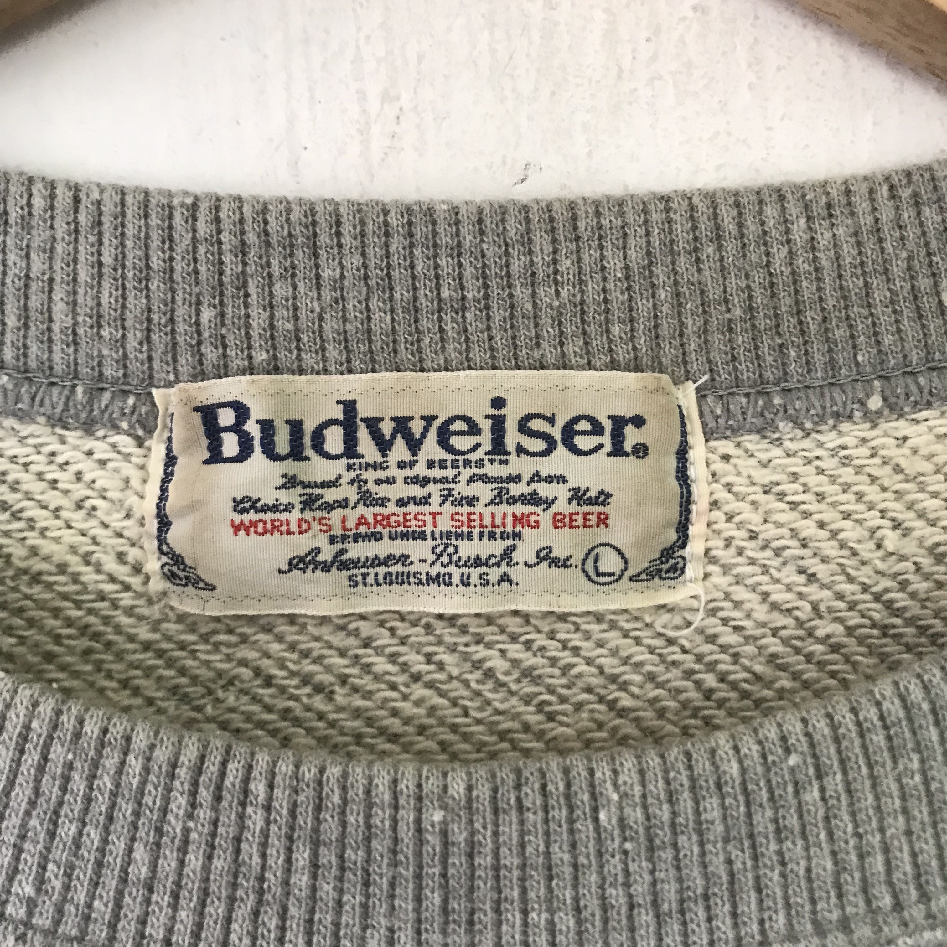Budweiser vintage sweatshirt budweiser gray backprint - 3611 Size US L / EU 52-54 / 3 - 10 Thumbnail