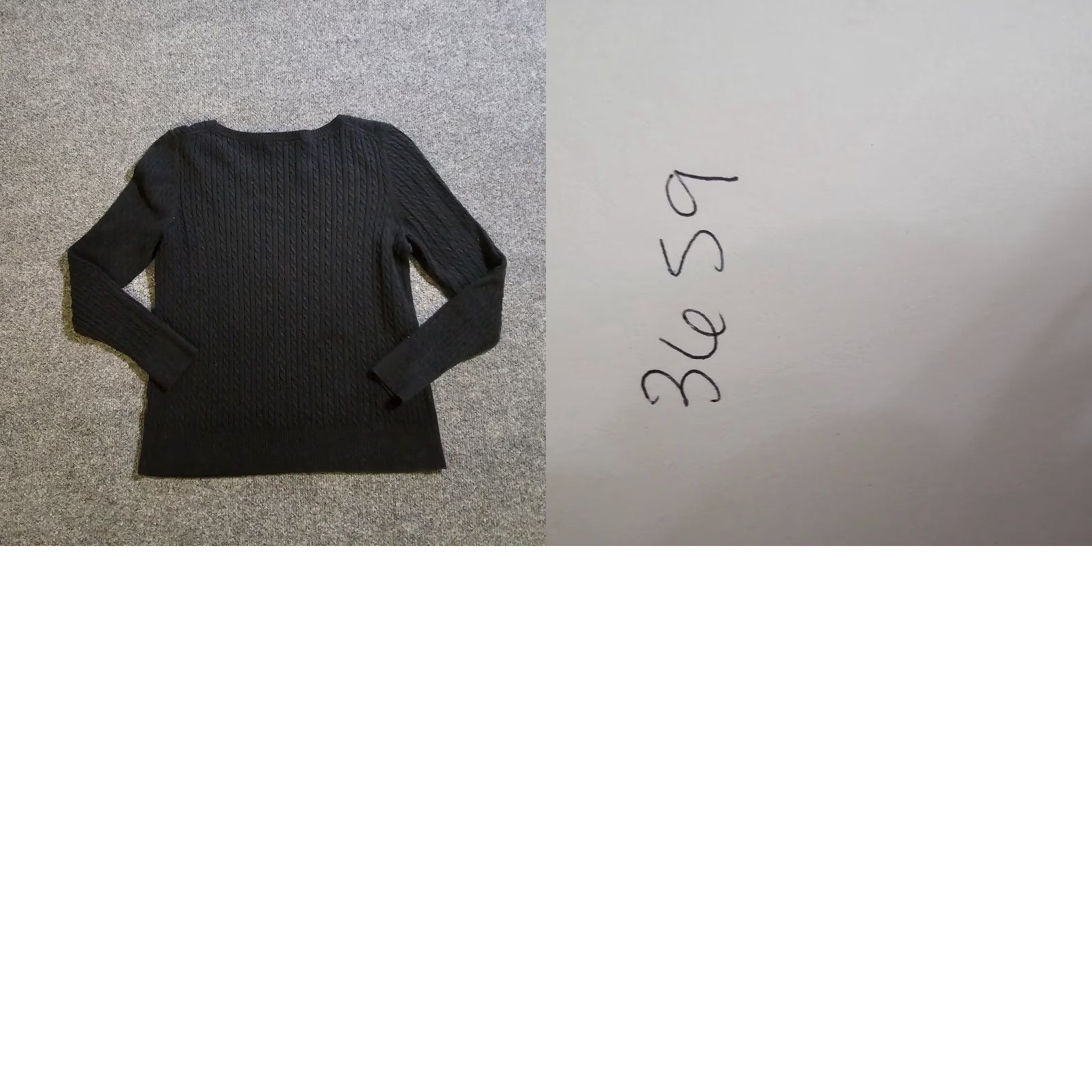 Vintage LL Bean Sweater Top Womens Petite Medium Black Cable Knit Long Sleeve Casual Pullover Ladies Mens? Size M / US 6-8 / IT 42-44 - 8 Thumbnail