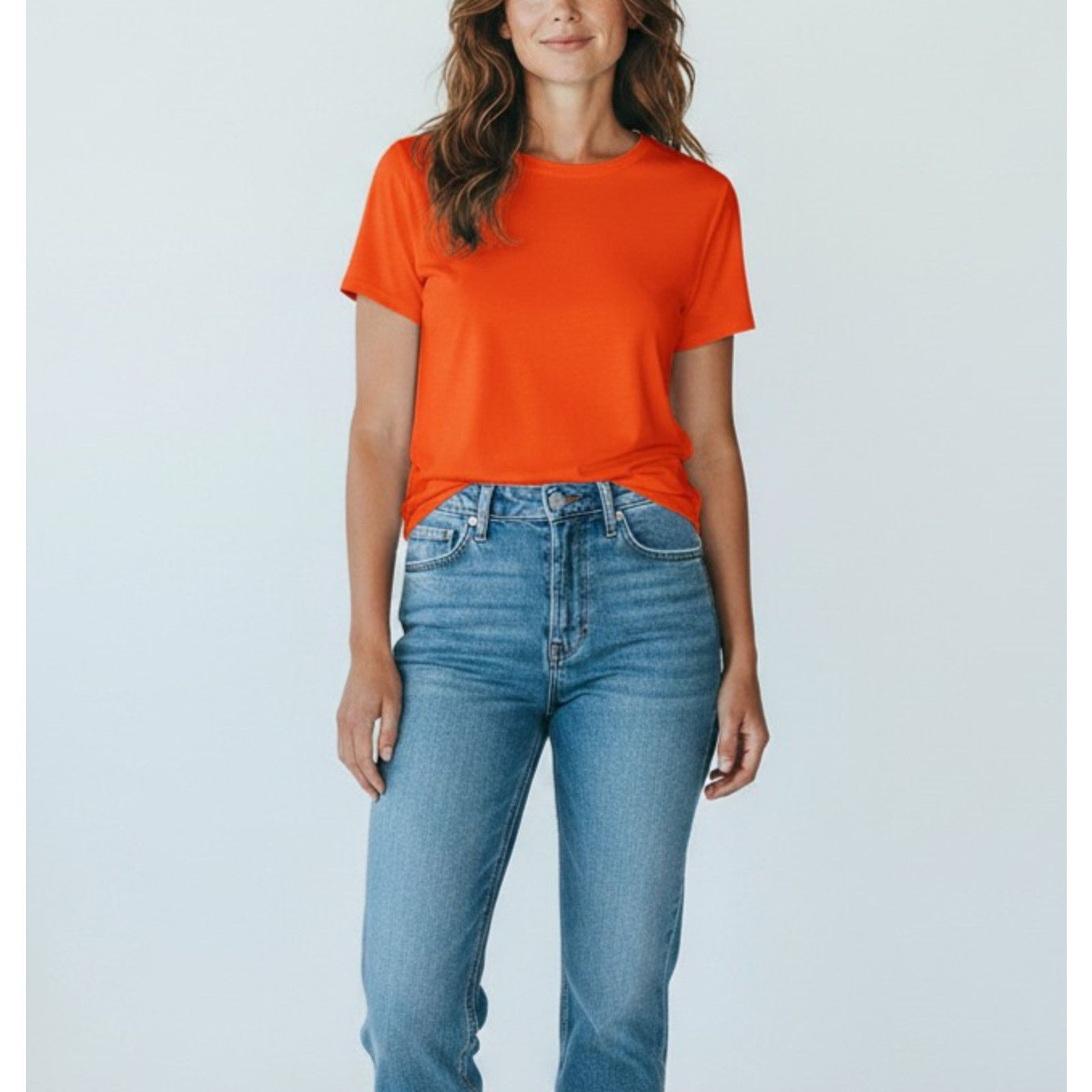Eileen Fisher EILEEN FISHER Orange Short Sleeve Crop Boxy T Shirt Top Sz S Size S / US 4 / IT 40 - 1 Thumbnail