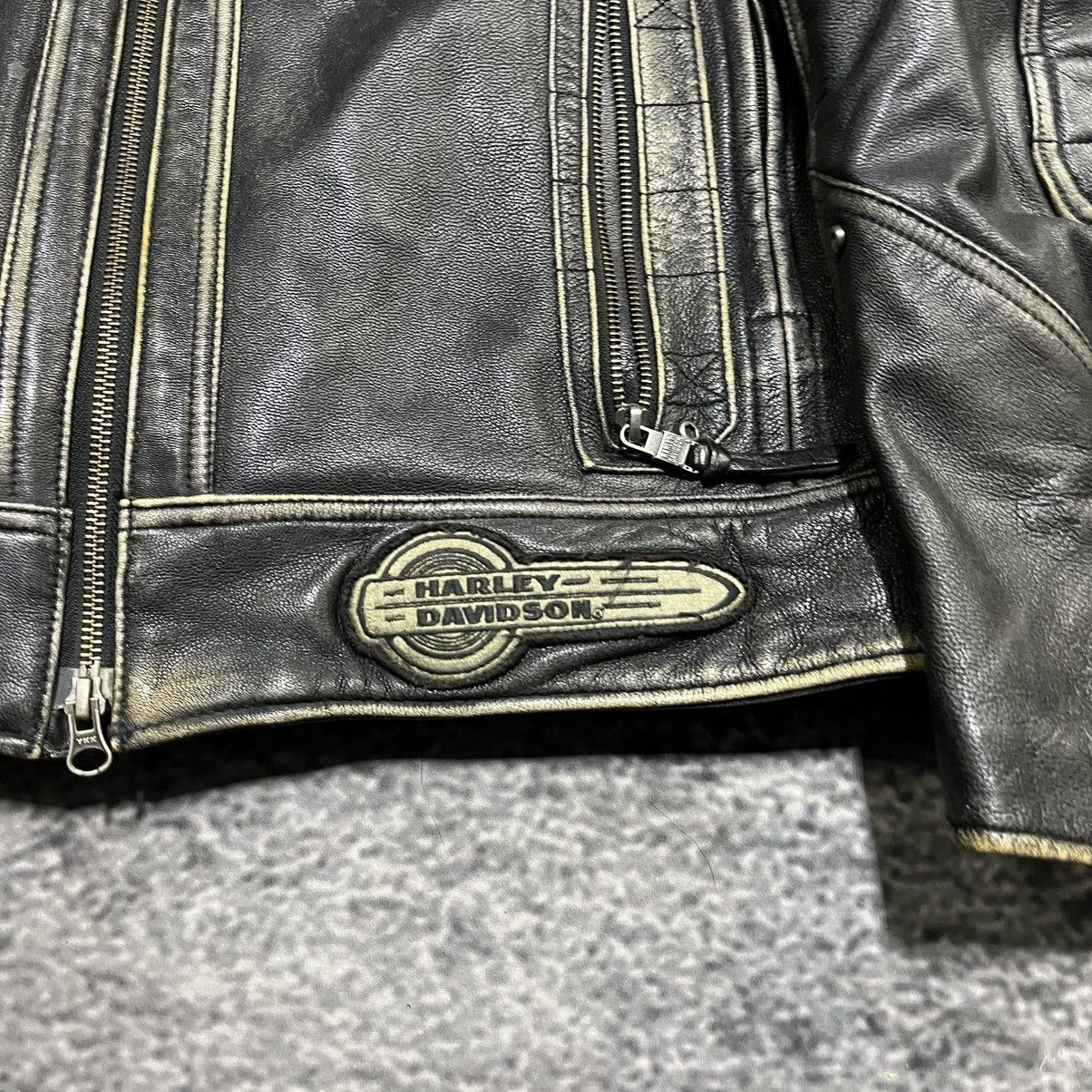 Harley Davidson VINTAGE HARLEY DAVIDSON TIFTON BIKER GRUNGE LEATHER JACKET Size US L / EU 52-54 / 3 - 4 Thumbnail