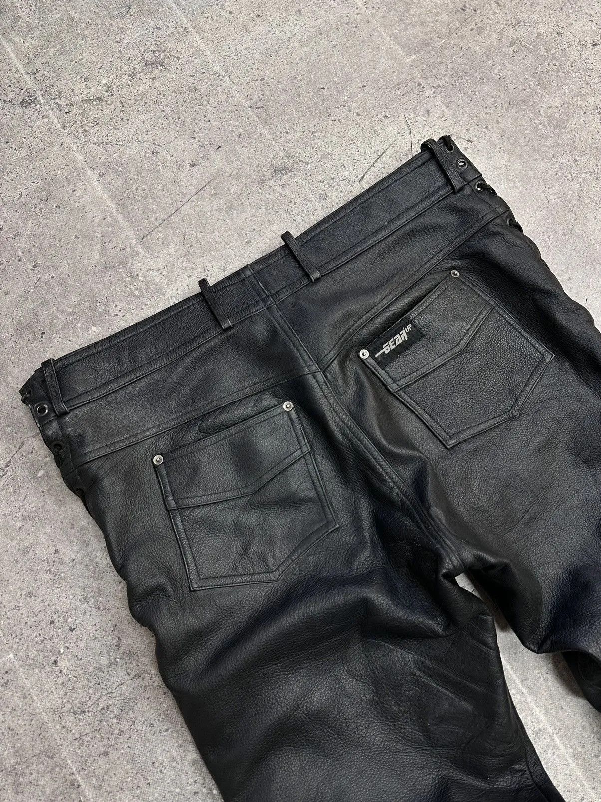 Jean Paul Gaultier Leather Pants Rick Owens Style Vintage Avantgarde Moto Japan Size US 38 / EU 54 - 11 Thumbnail
