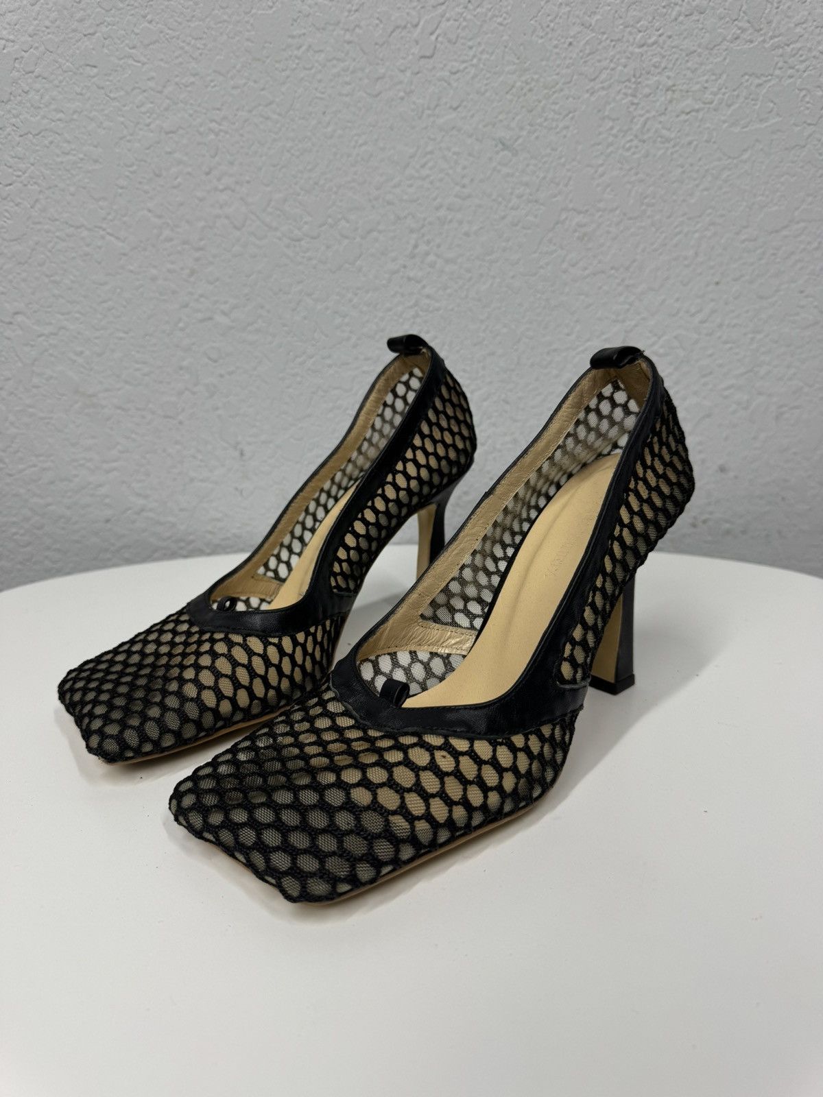 Bottega Veneta Vintage Bottega Veneta Black Net Mesh Leather Sandal Heel Size US 8 / IT 38 - 1 Thumbnail