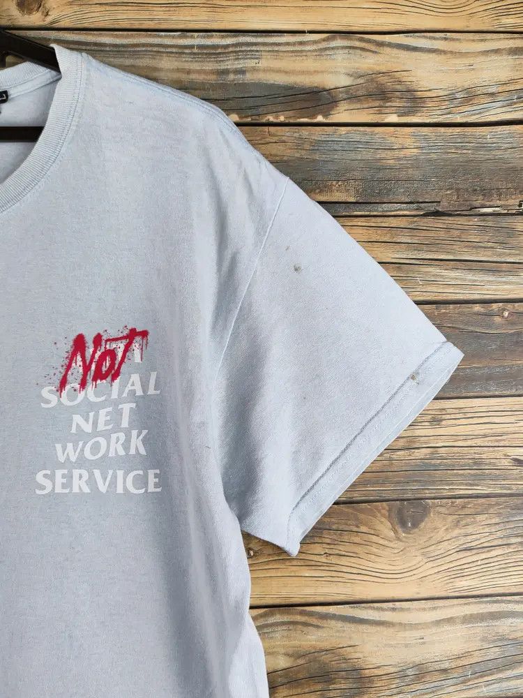 Japanese Brand DLSM "Not Social network service" Light Blue T-shirts #S2875 Size US L / EU 52-54 / 3 - 10 Thumbnail