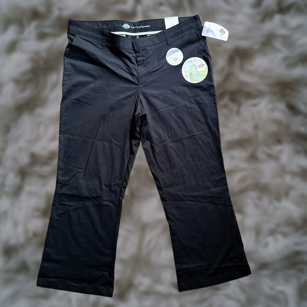 Dickies Dickies Pants Womens 18 (38x28) Slim Fit Bootcut Black Twill Work High Rise Size 26" / US 2 / IT 38 - 1 Thumbnail