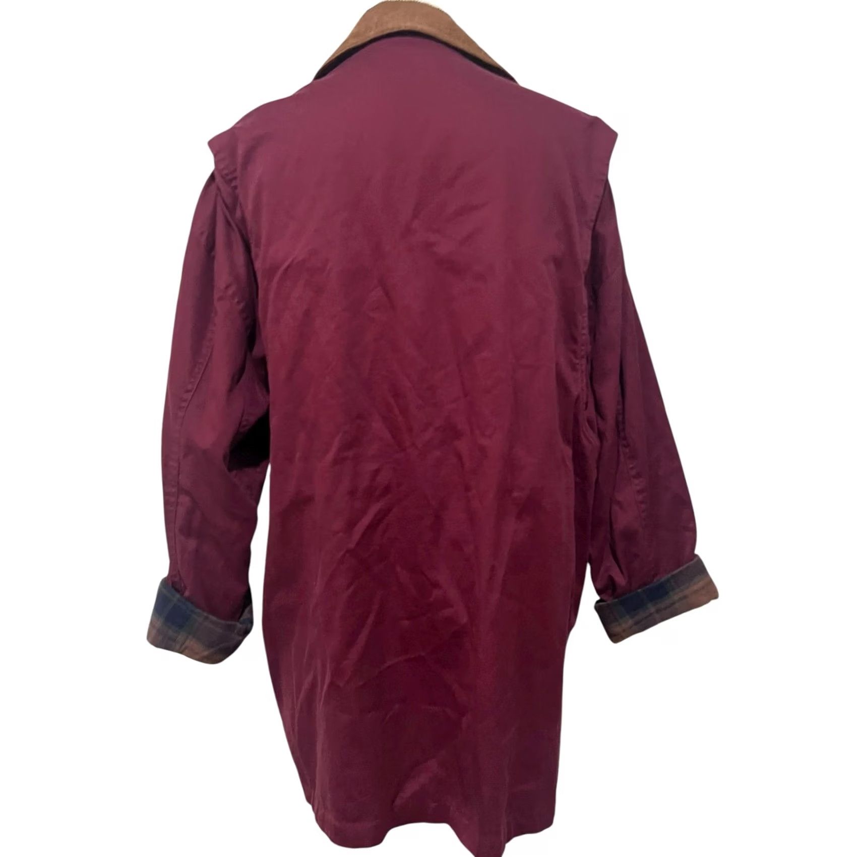 Vintage VINTAGE Outbrook Chore Jacket Womens M Burgundy Cotton Twill Plaid Lined Jacket Coat Size M / US 6-8 / IT 42-44 - 3 Thumbnail