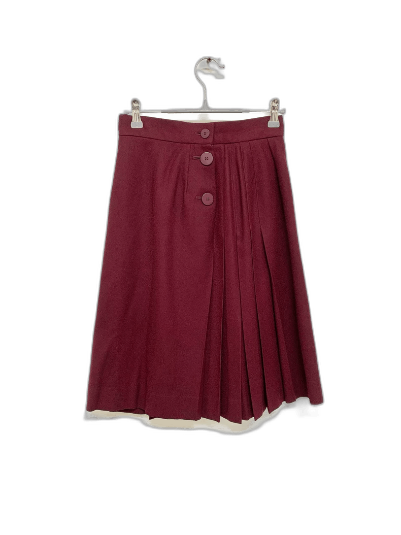 Yves Saint Laurent Ysl Burgundy Pleated Skirt Size 36 Size 36" / US 14 / IT 50 - 1 Thumbnail