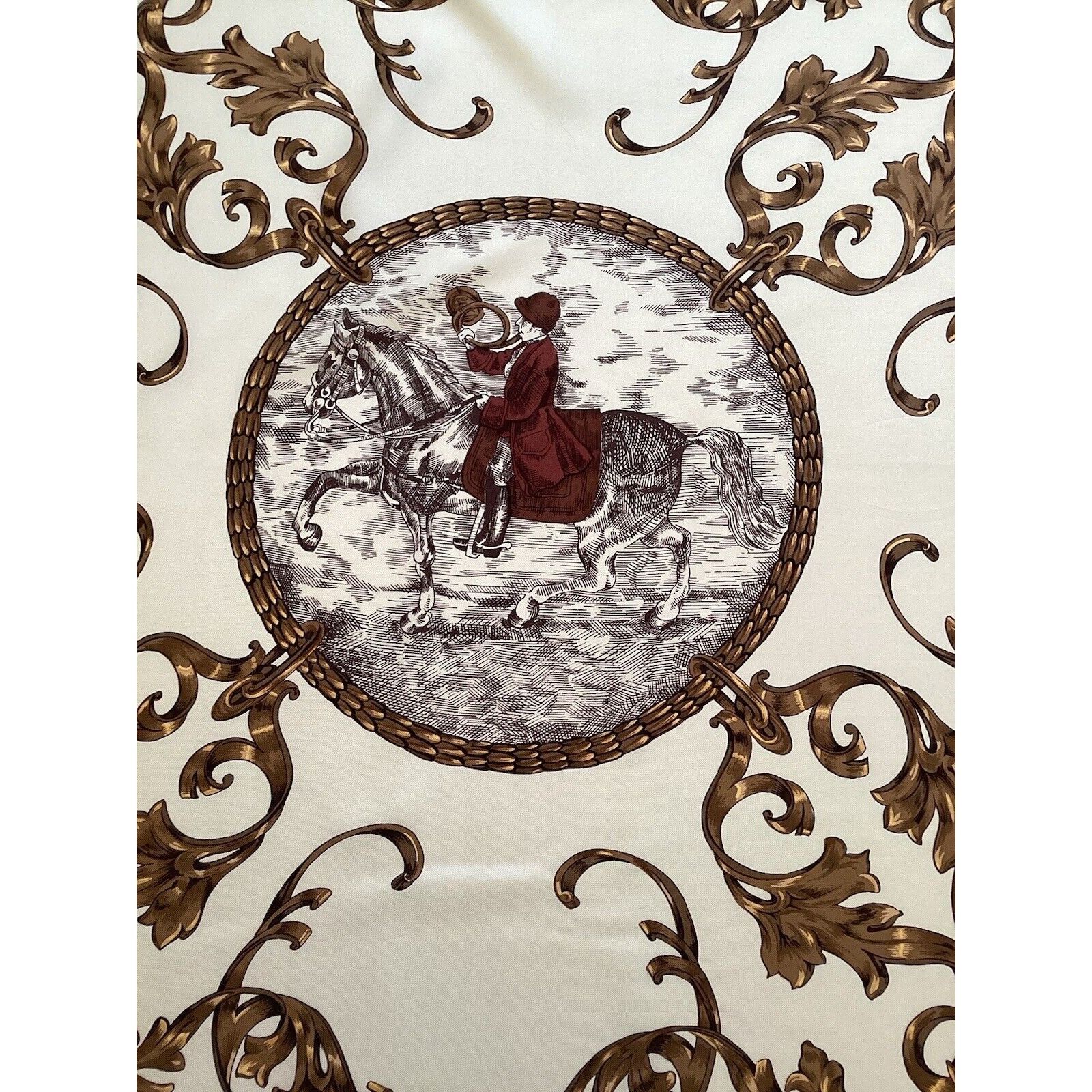 Other CHASSEUR PARIS Ivory Brown Hunting Print Scarf 35" SQR EX CO Size ONE SIZE - 9 Thumbnail