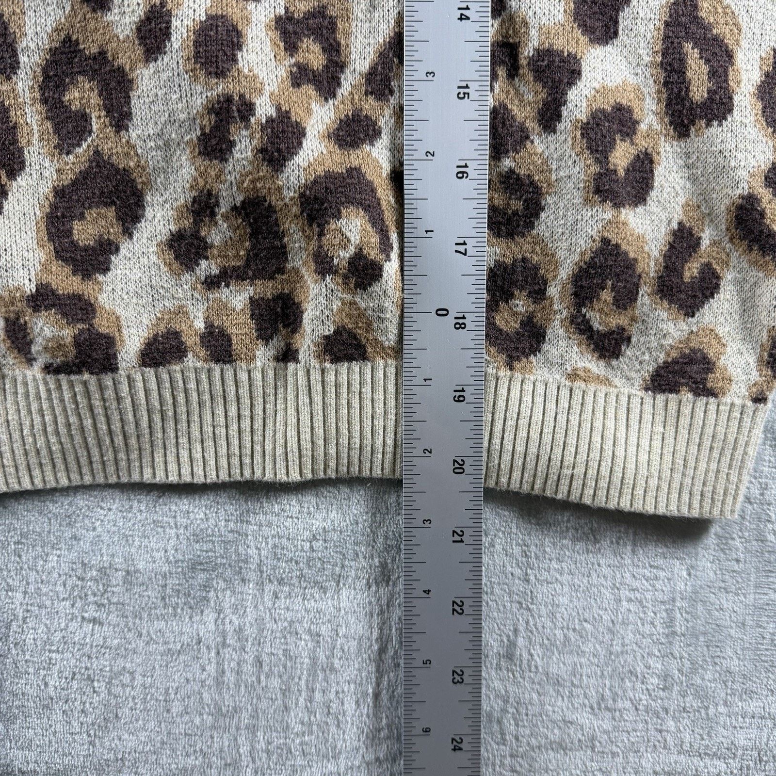 Other A New Day Cotton Blend Leopard Crewneck Sweater Relaxed Tan Size XS / US 0-2 / IT 36-38 - 6 Thumbnail