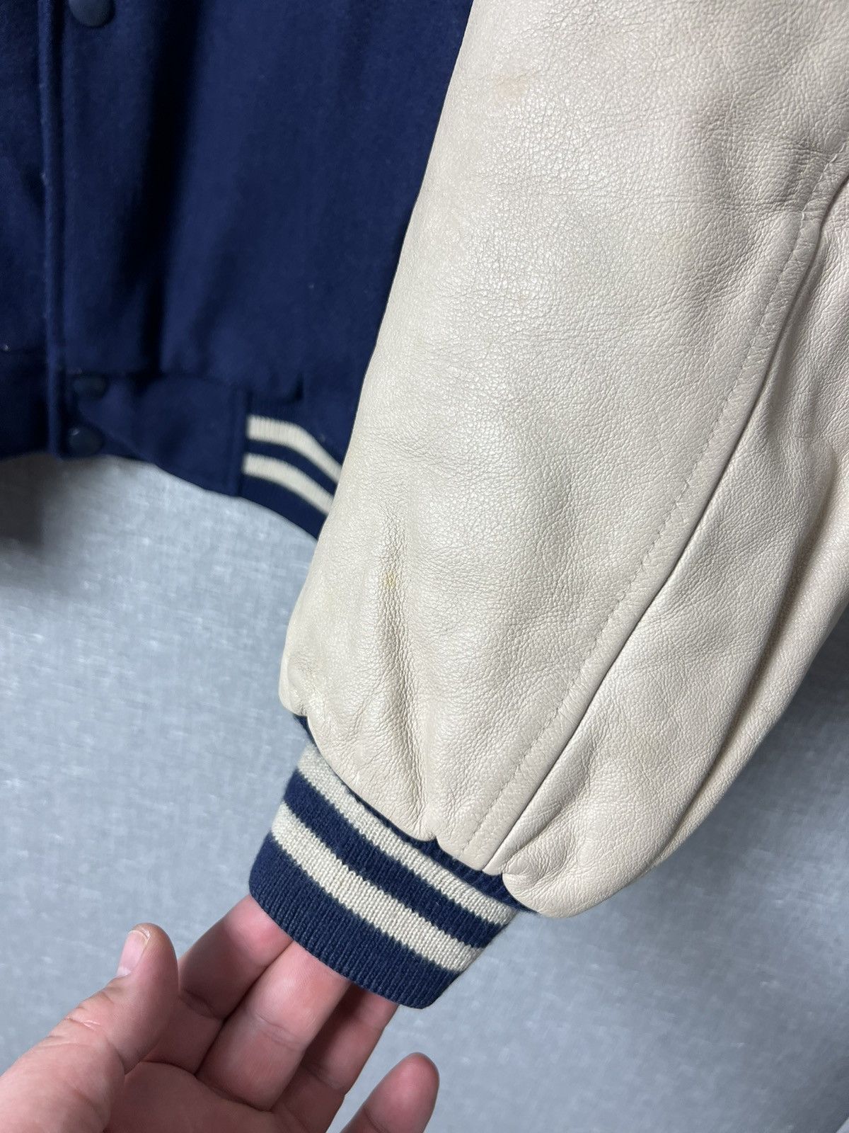 Levi's × Levi's Vintage Clothing Vintage Levis USA Varsity Bomber Jacket Leather Sleeves Size US L / EU 52-54 / 3 - 8 Thumbnail