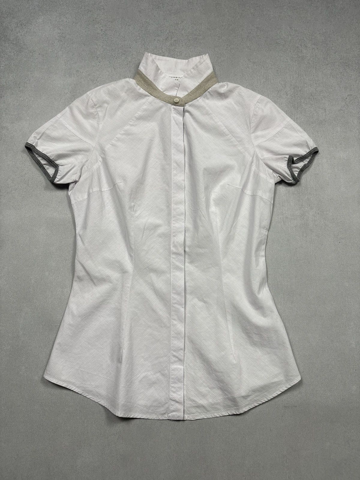 Brunello Cucinelli Brunello Cucinelli Monili Collar Button Short Sleeve Shirt S Size S / US 4 / IT 40 - 1 Thumbnail